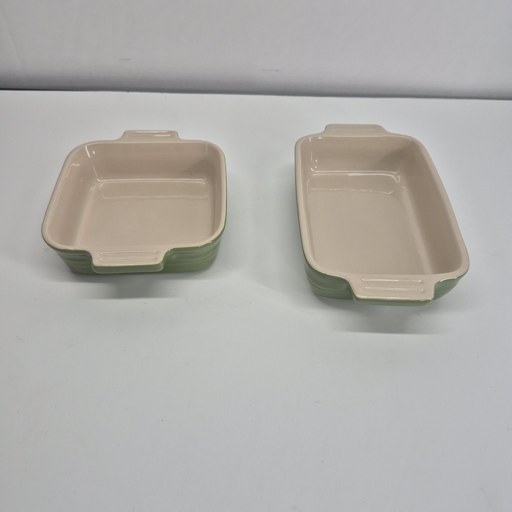 Le Creuset Rosemary Green Stoneware Mini Heritage Baker Set Square Rectangle